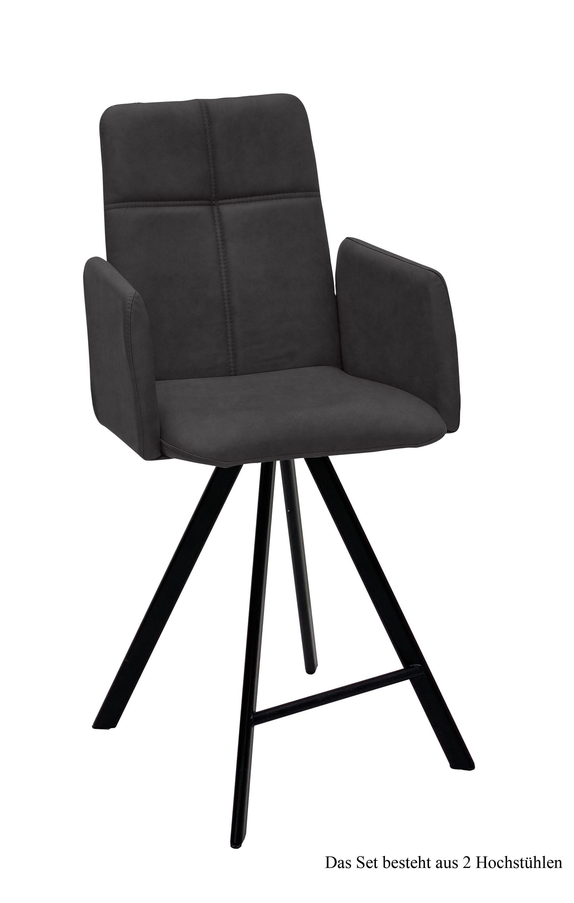 THEKENSTUHL drehbar (2er-Set) Despina 52x109x60 Schwarz/Anthrazit - Anthrazit/Schwarz, Kunststoff (60/109/52cm) - 58aufmkessel