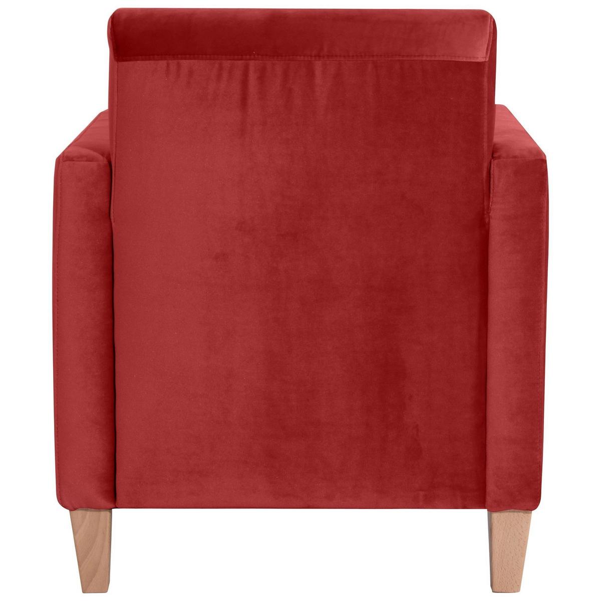 SESSEL Karol Bezug Samtvelours Buche natur / ziegel - Rot, Kunststoff (71/81/70cm) - 58aufmkessel