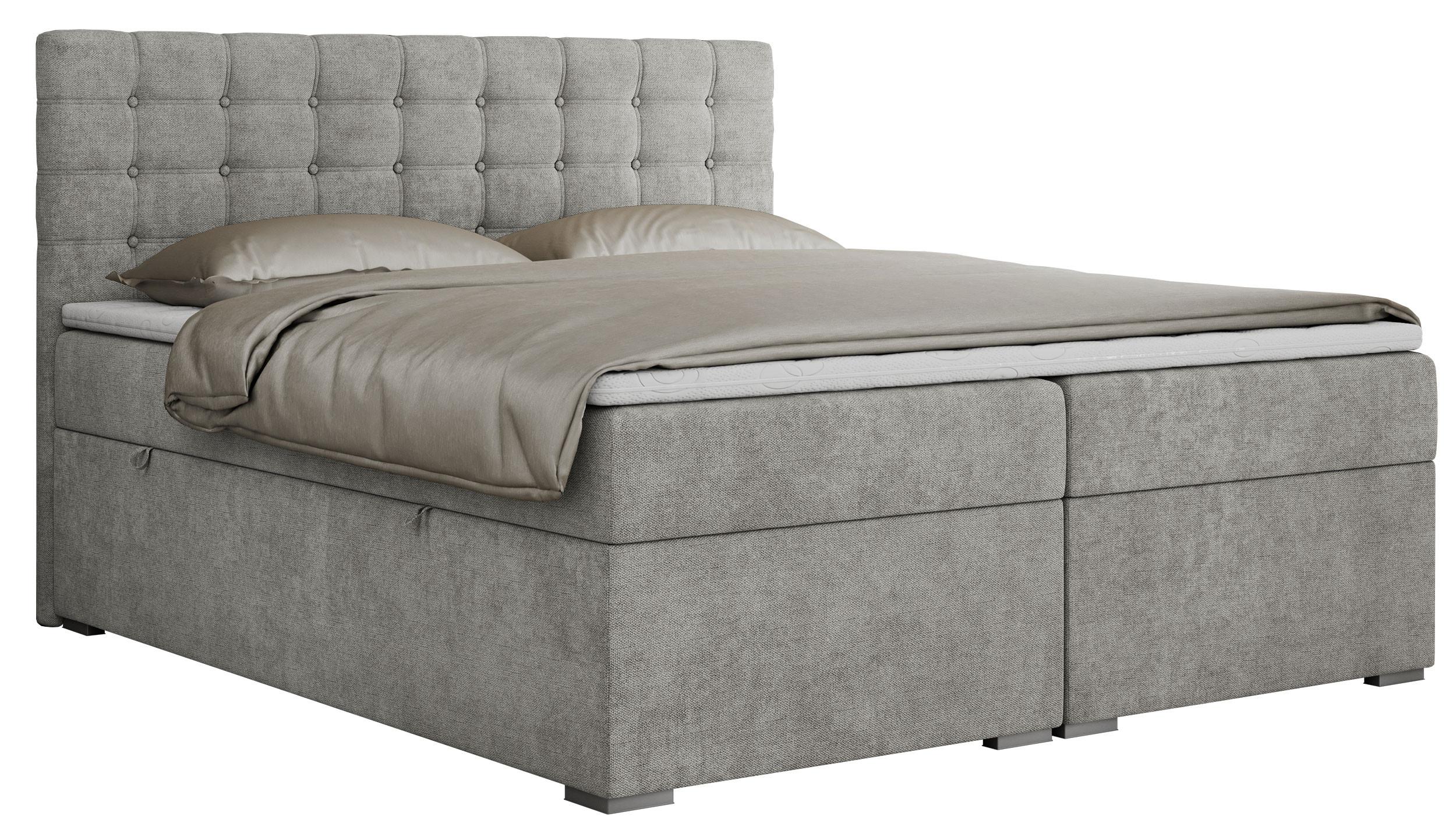 BOXBETT SUSAN 200/200 Hellgrau Struktur - H4 - Hellgrau, Holz/Textil (200/200cm) - MKS