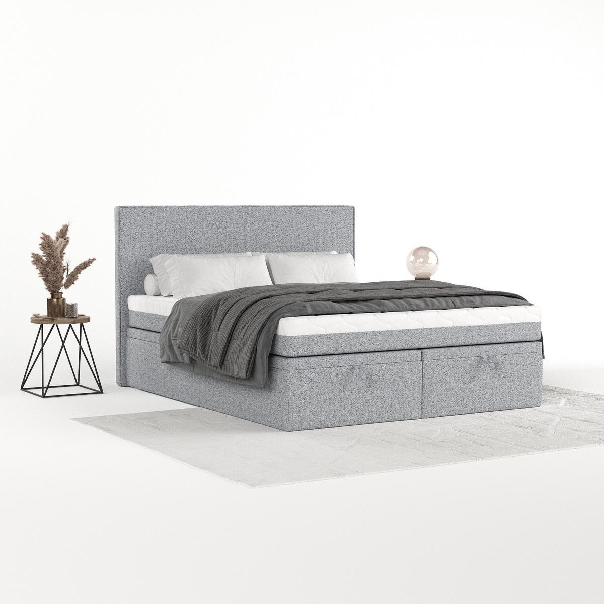 BOXBETT Zalla 160/200 cm Grau im Riva Stoff - Schwarz/Grau, Holz/Holzwerkstoff (160/200cm) - AltaBeds