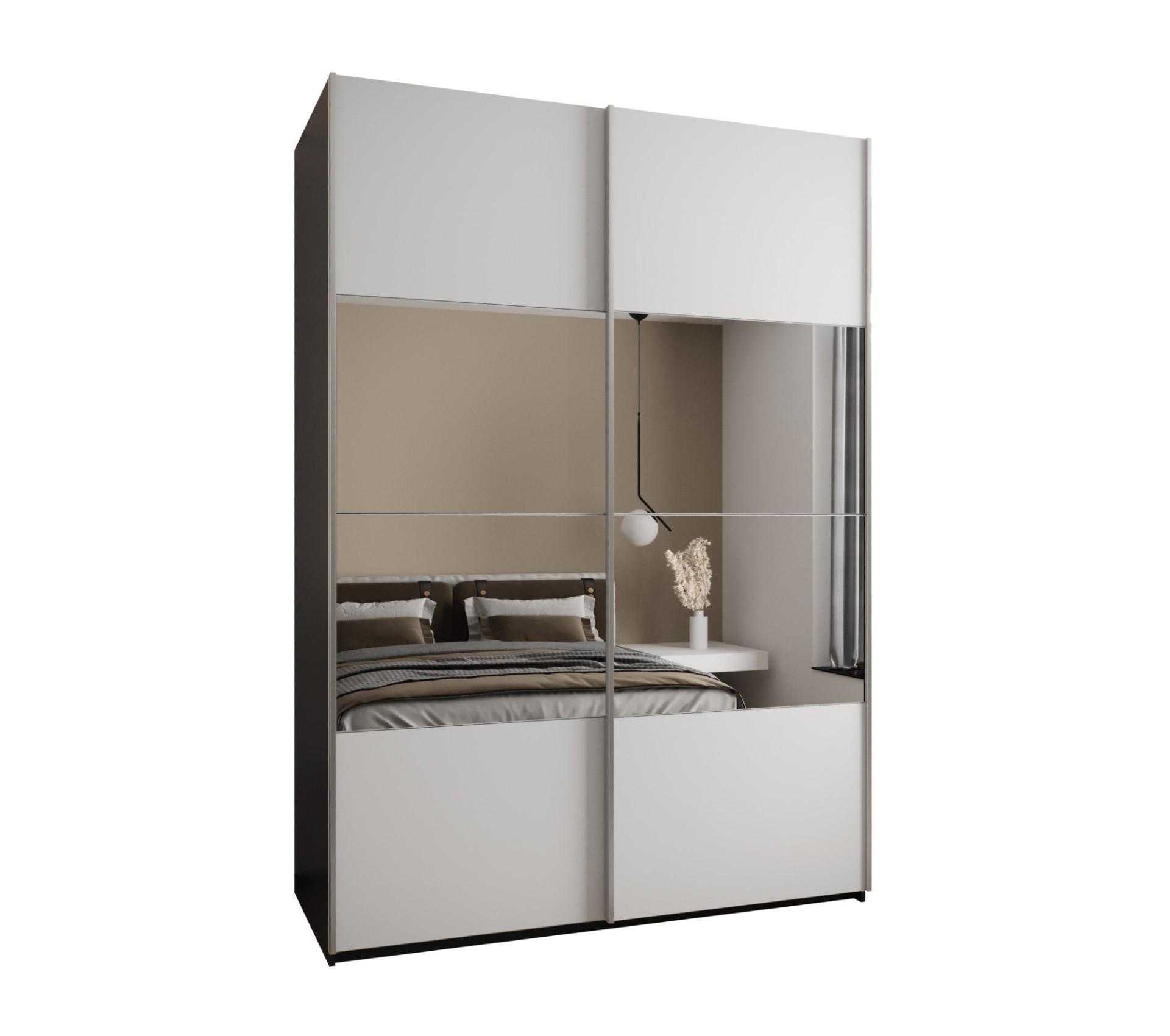SCHWEBETÜRENSCHRANK 245,5/180/64 2-türig - Silberfarben/Schwarz, Holz/Metall (180/245/64cm) - Abiks Möbel