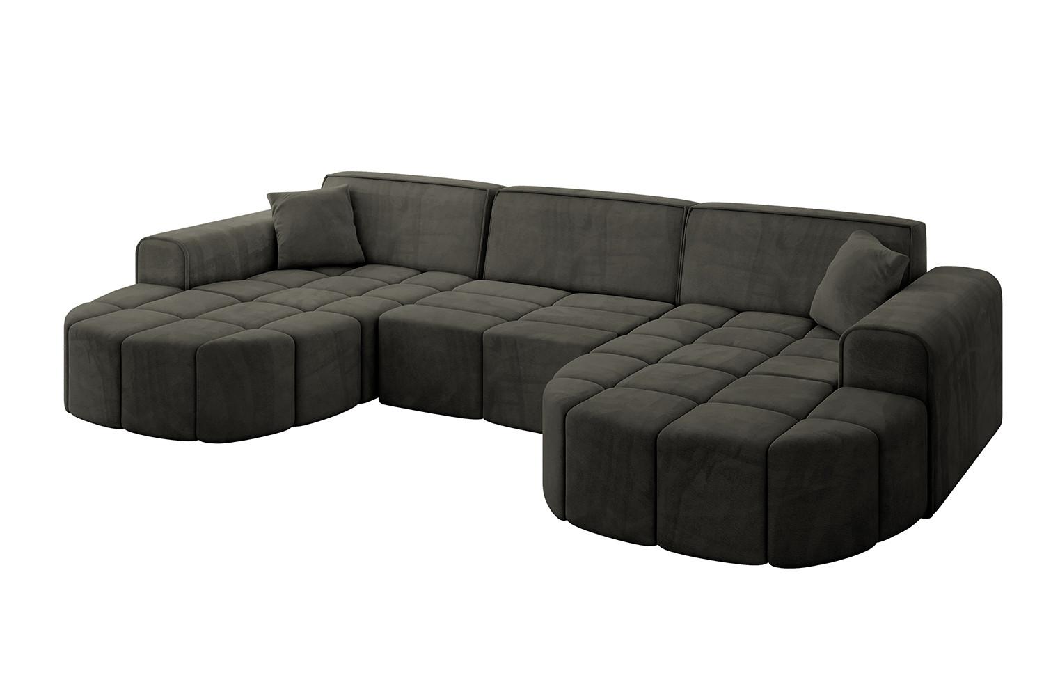 WOHNLANDSCHAFT LIVO-U1 - 315x173x79,5 cm Schwarz - Schwarz, Holzwerkstoff/Textil (315/79/173cm) - ALTDECOR