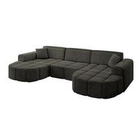 WOHNLANDSCHAFT LIVO-U1 - 315x173x79,5 cm Schwarz - Schwarz, Holzwerkstoff/Textil (315/79/173cm) - ALTDECOR