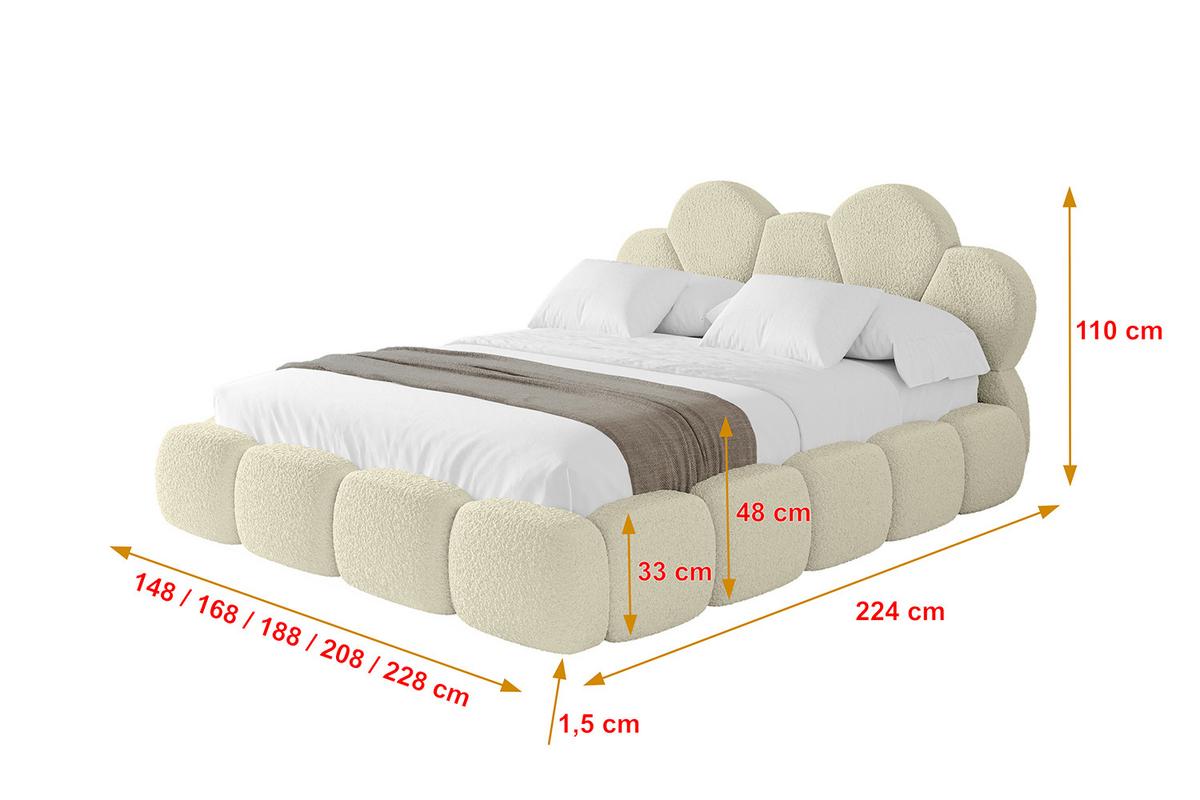 POLSTERBETT mit Bettkasten und Lattenrost, Boxbett ohne Matratze - LANA 180x200 Beige - Taupe, Holzwerkstoff/Textil (180/200cm) - ALTDECOR