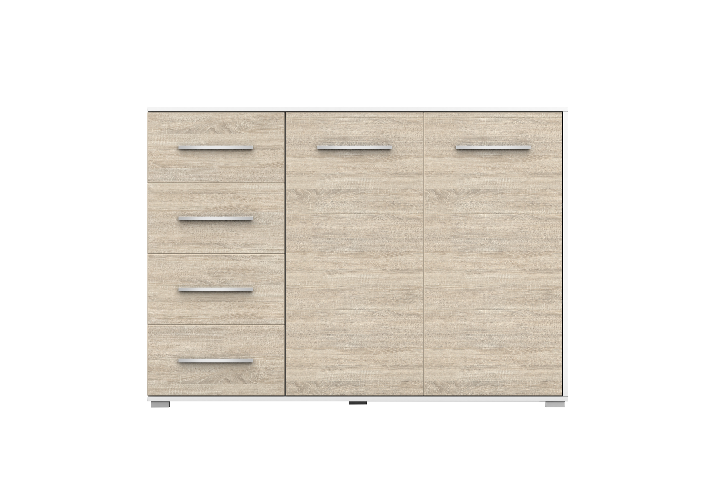 KOMMODE 135/96/45 cm Frida 01 2D4S Sonoma,Sonoma - Alufarben/Sonoma Eiche, Glas/Holz (135/59/45cm) - imoebel24
