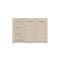 KOMMODE 135/96/45 cm Frida 01 2D4S Sonoma,Sonoma - Alufarben/Sonoma Eiche, Glas/Holz (135/59/45cm) - imoebel24