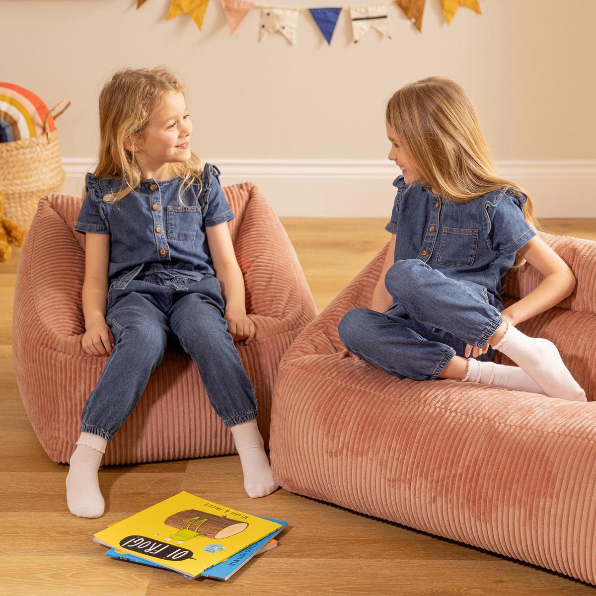 KINDERSOFA mit Sitzsack Sessel Cecilia - Pink, Textil (140/44/55cm) - icon