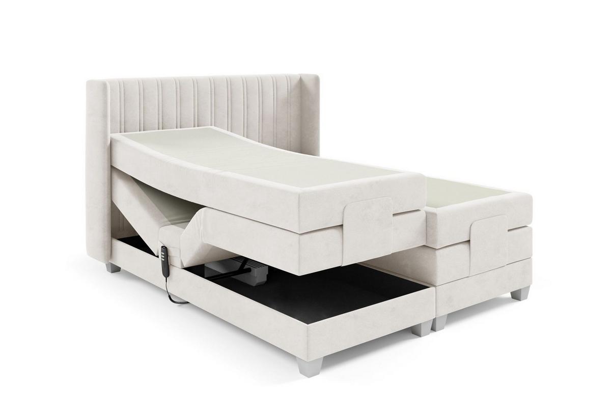 BOXSPRINGBETT Bett Elektrisch Magnus - Beige, Holzwerkstoff/Textil (140/200cm) - Fun Möbel