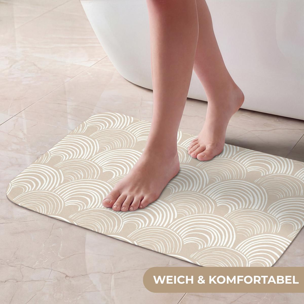 BADEMATTE Wellen - Textur - Beige 60x40 cm - Kaschmir, Textil (60/40cm) - OnlyWow