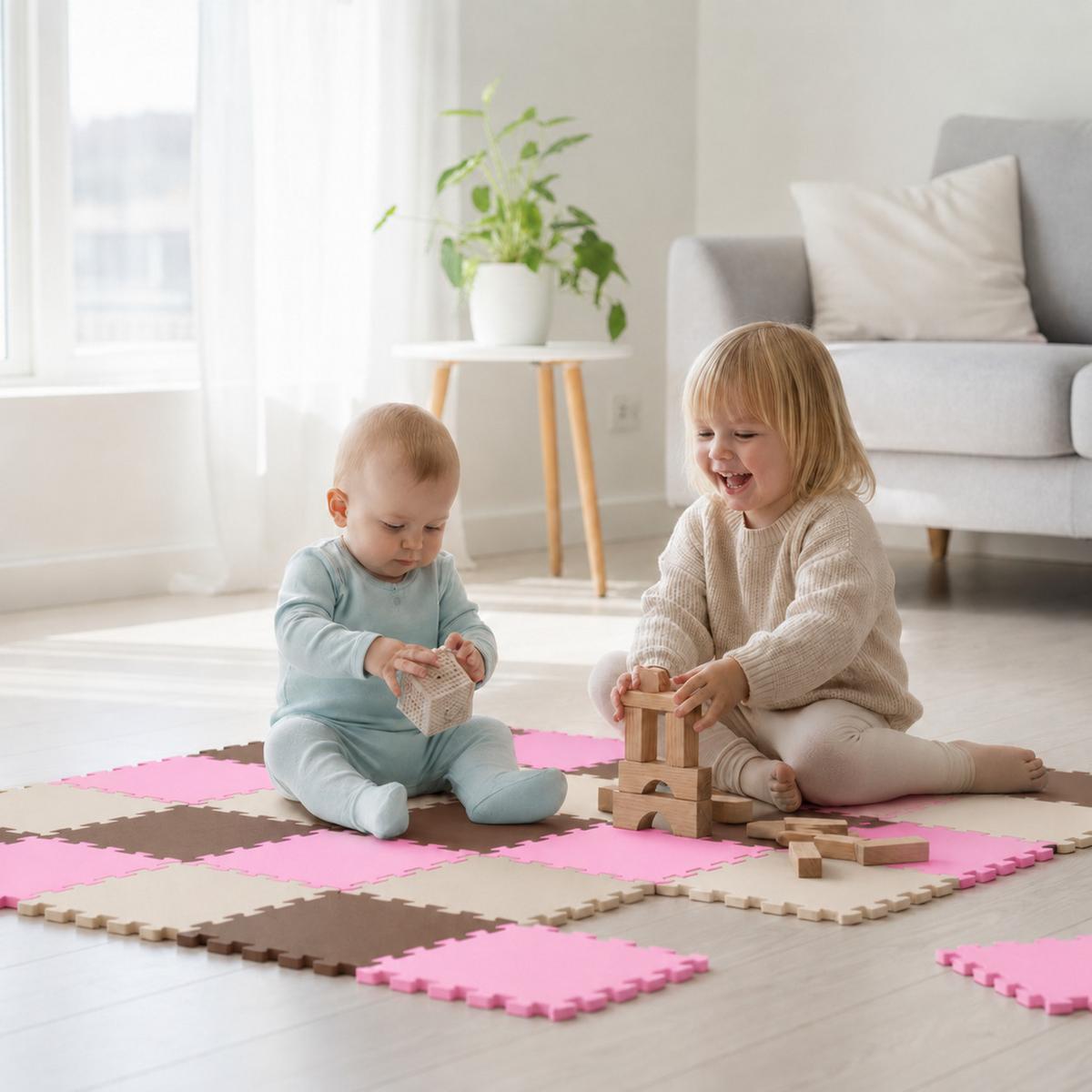 SPIELMATTE ab Null - 270/90 cm Puzzlematte Beige - Multicolor, Kunststoff (30/30cm) - Littletom