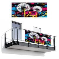 BALKON-SICHTSCHUTZ Straßenkunst - Bunt - Wand Balkon Deko 300x130 cm - Schwarz, Kunststoff (300/130cm) - MuchoWow