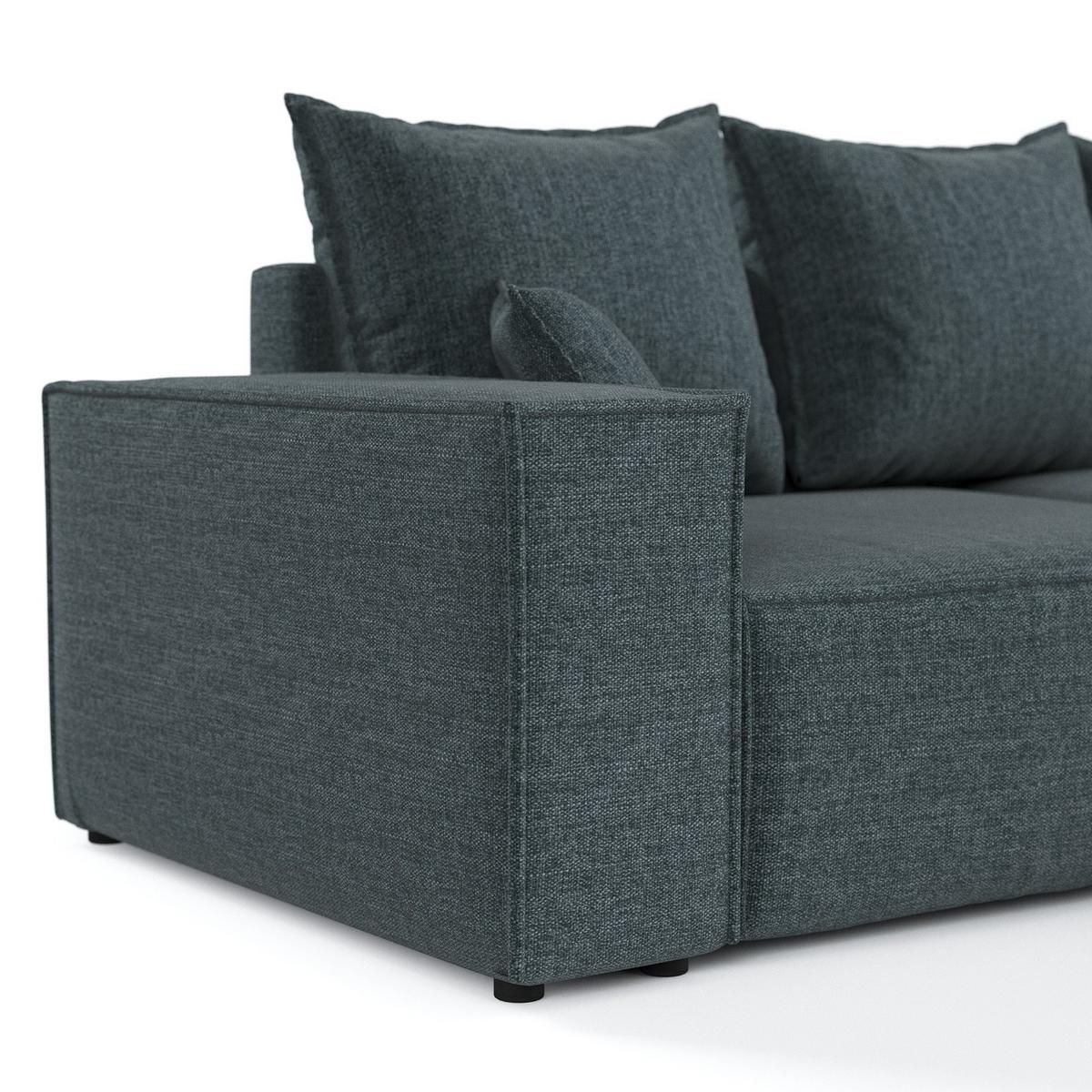 ECKSOFA SENSO mit Schlaffunktion Blaugrau im City Stoff - Blaugrau/Schwarz, Holz/Holzwerkstoff (255/148cm) - AltaBeds