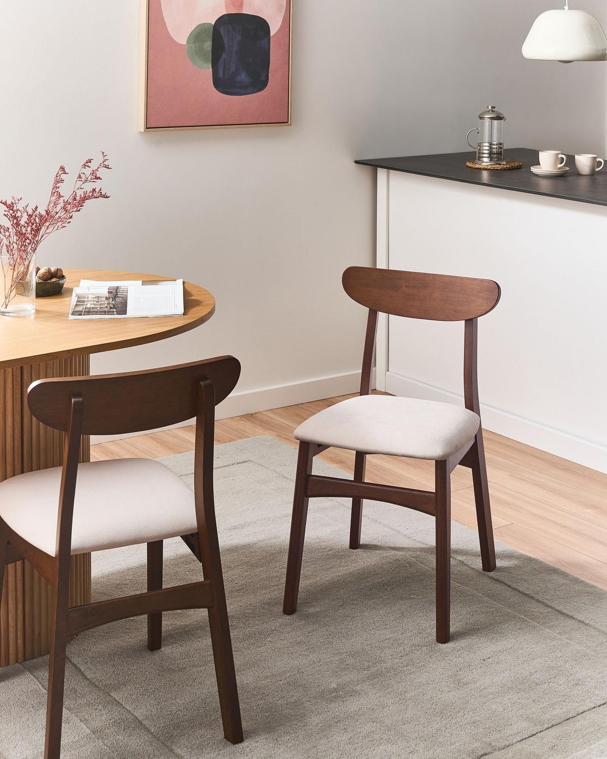 ESSZIMMERSTUHL 2er-Set Holz Braun/Hellbeige Doyle - Beige, Holz (45/78/50cm) - Beliani