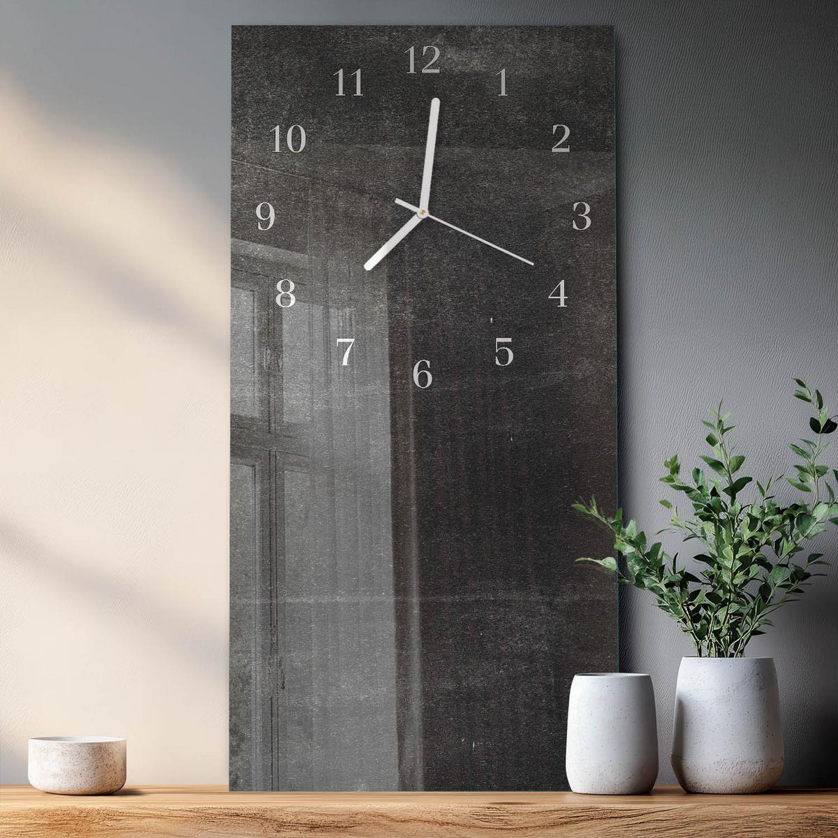 WANDUHR aus Glas 30x60 cm - Graphit - Grau, Glas (30/60/0.4cm) - TULUP