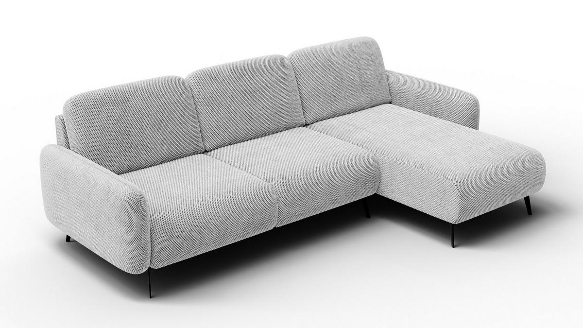 ECKSOFA FEBE 4-Sitzer rechts, hellgrau - Hellgrau/Schwarz, Holz/Textil (264/157cm) - Wozimo