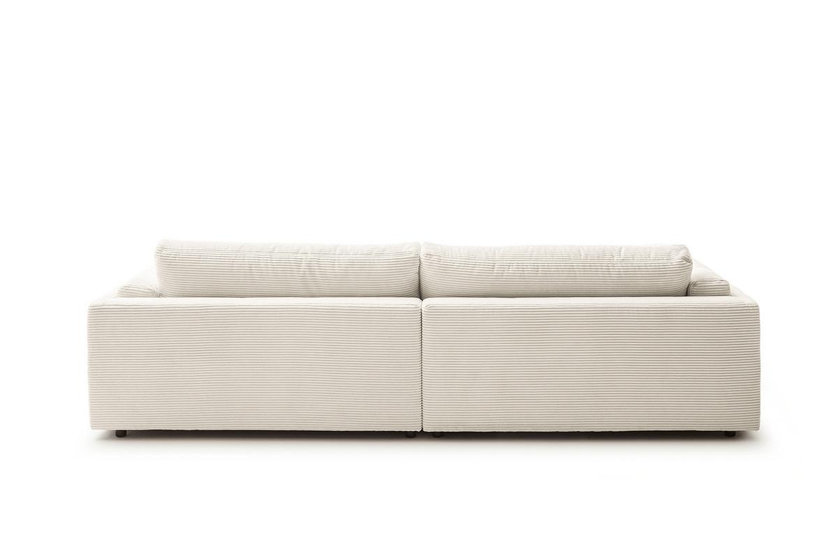 BIG SOFA RAINA Cremeweiß Cord - Creme/Schwarz, Kunststoff/Textil (254/85/150cm) - KAWOLA