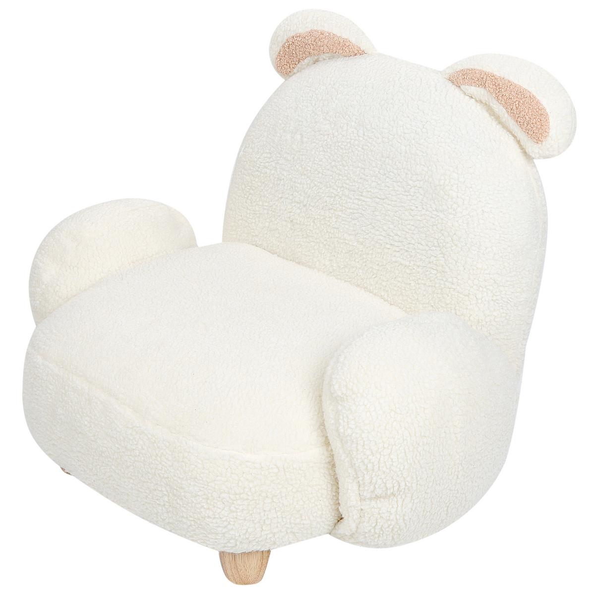 KINDERSESSEL Teddy-Optik cremeweiß Tierform Hase Kanna - Weiß, Kunststoff/Textil (65/45/51cm) - Beliani