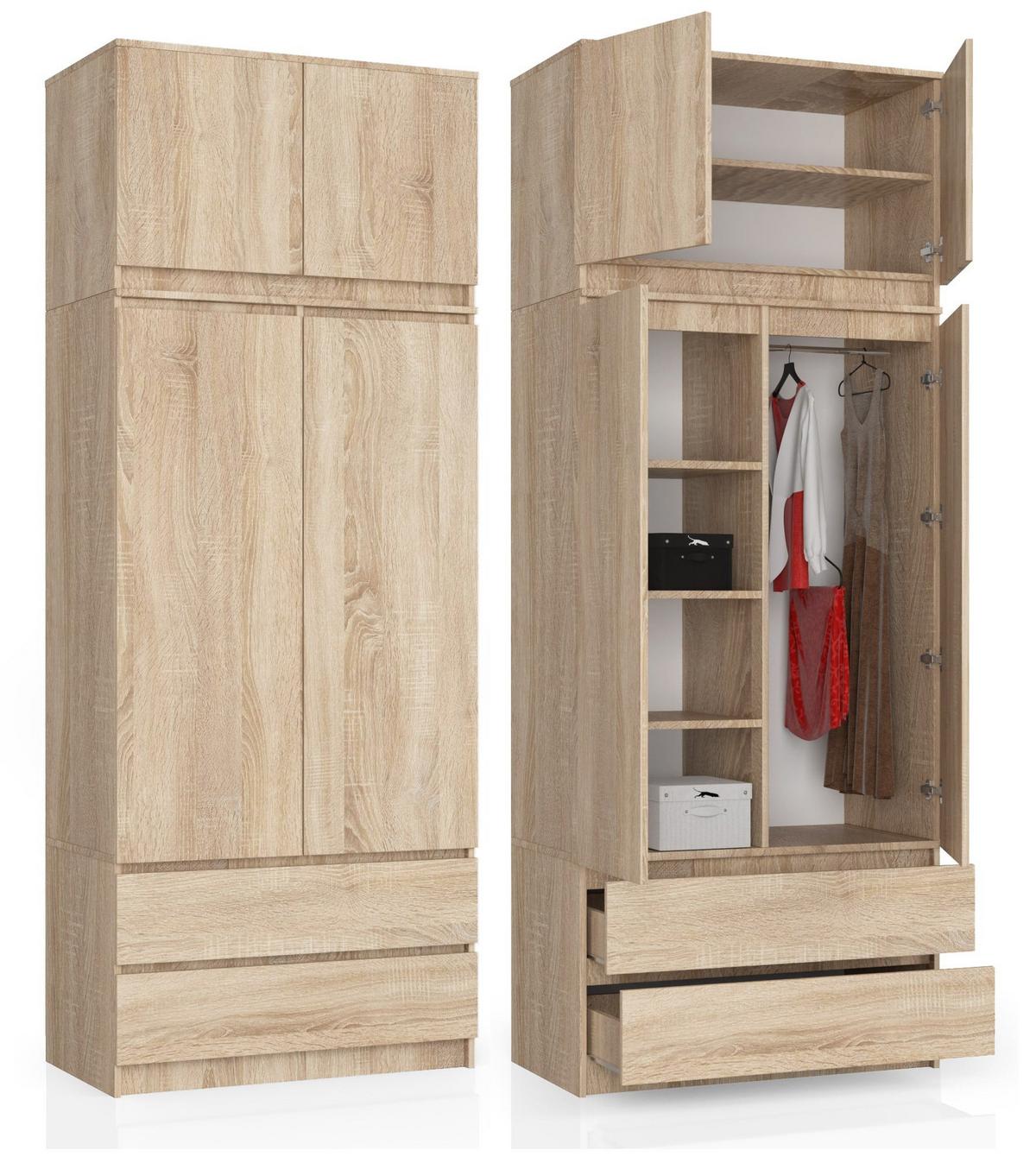 KLEIDERSCHRANK Eiche Sonoma 234/90/51 - Sonoma Eiche, Holzwerkstoff (90/234/51cm) - RAUMHIRSCH FURNITURE