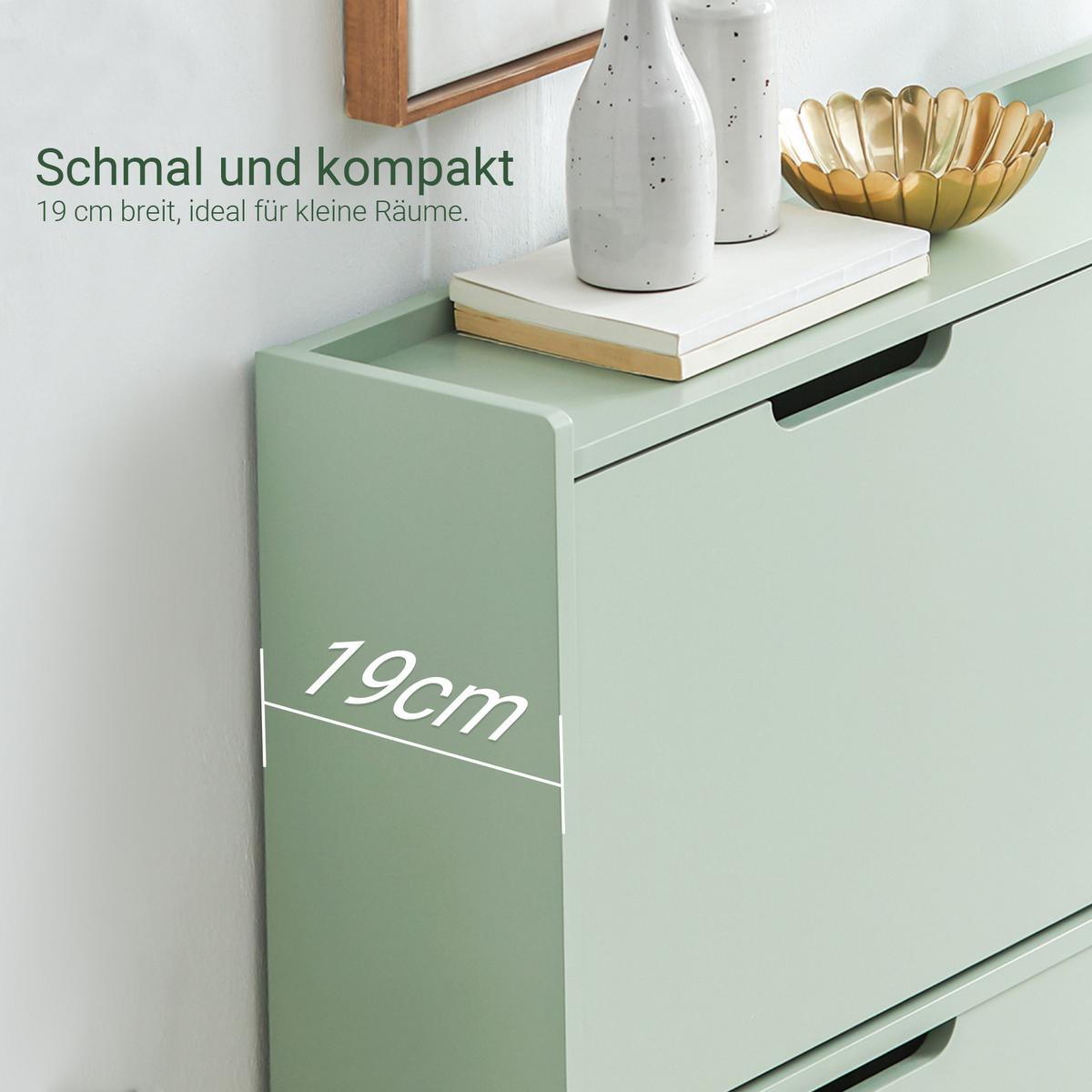 SCHUHSCHRANK Grün - Grün, Holzwerkstoff/Metall (100/91/19cm) - SoBuy