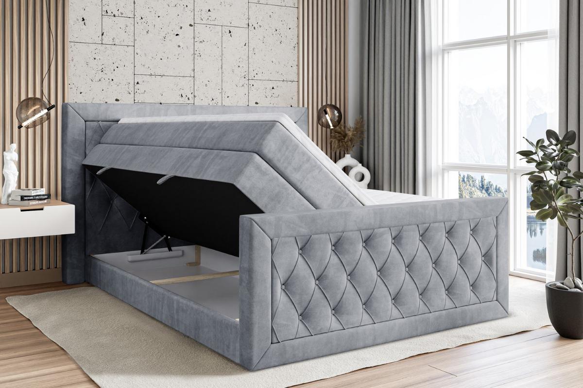 BOXSPRINGBETT NOEL-Z KING - 180 x 200 - H3/H4 - Grau - Grau, Holzwerkstoff (180/200cm) - ALTDECOR
