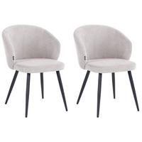 ESSZIMMERSTUHL 2er Set Stoff Cremeweiß Moundville - Creme, Textil/Metall (57/80/60cm) - Beliani