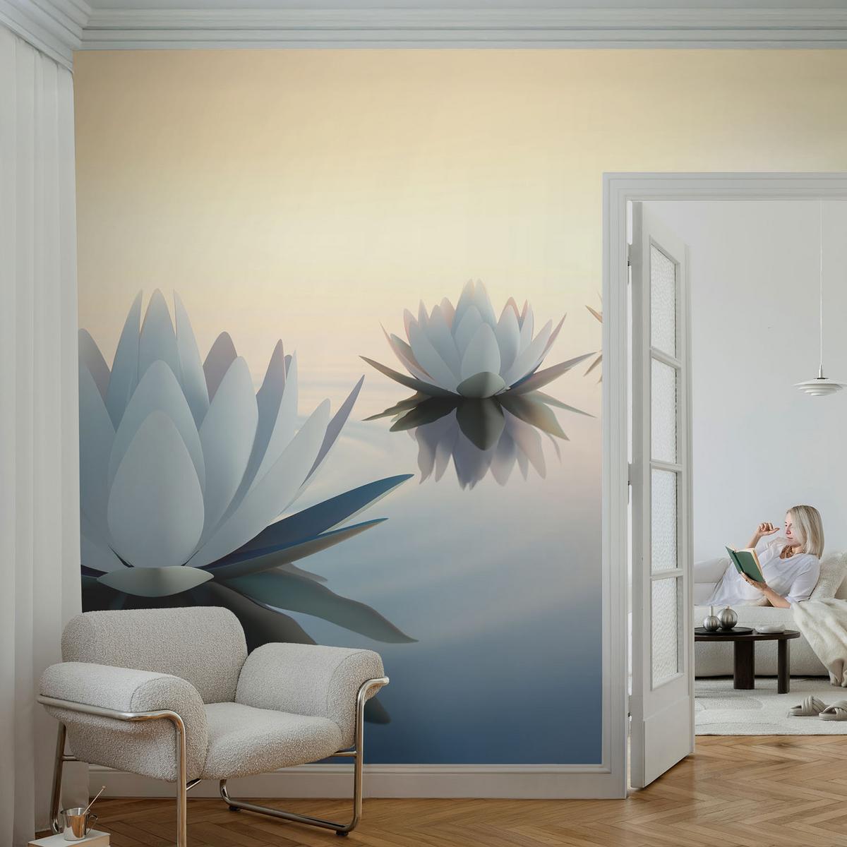 FOTOTAPETE 250x104 cm - Friedliche Aussicht - Weiß, Textil (250/104cm) - Wallfluent