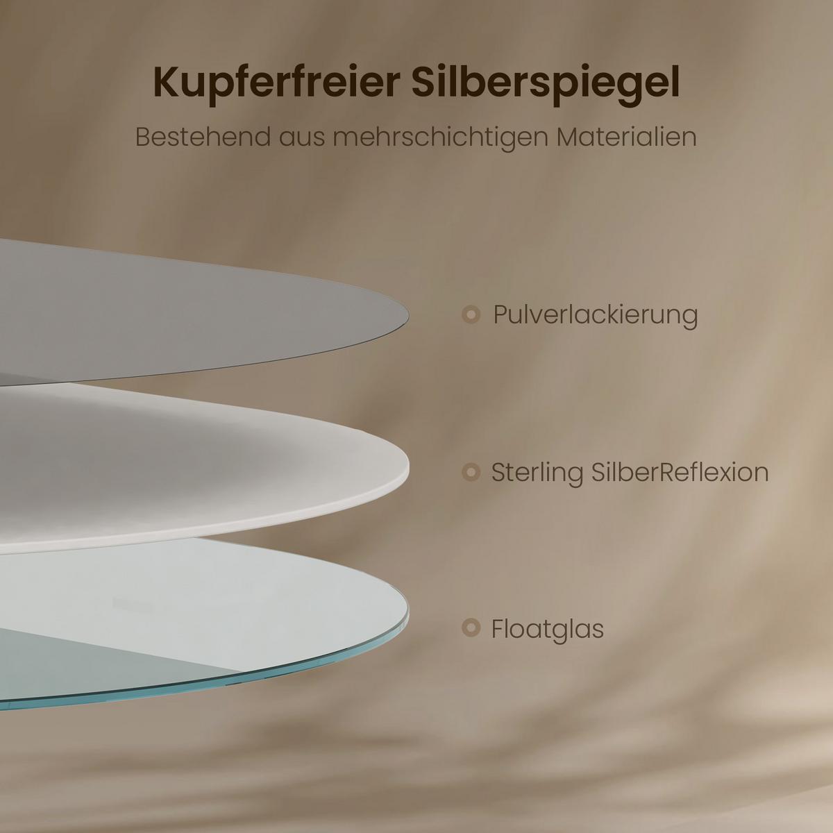 WANDSPIEGEL Glasspiegel Oval Gold 70/50/2 cm - Goldfarben, Glas (50/70/2cm) - EMKE