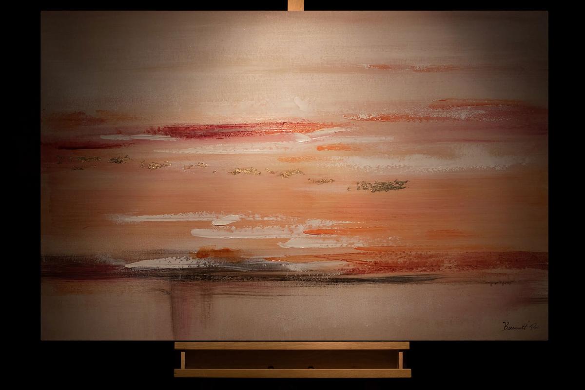 ÖLGEMÄLDE 120/80 cm - Beige/Orange, Holz/Textil (120/80cm) - KUNSTLOFT