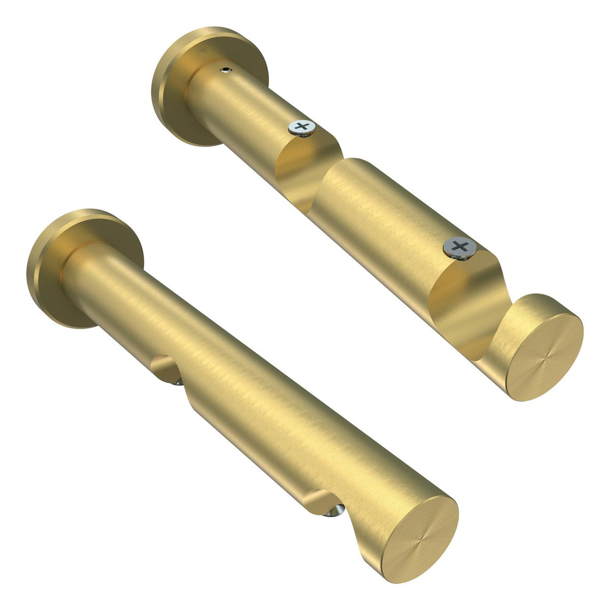 GARDINENSTANGE Platon Elanto 600 cm (geteilt in 3 x 200 cm), 2-läufig (ohne Ringe), 20 mm Ø Messing-Optik - Messingfarben, Metall (600cm) - INTERDECO