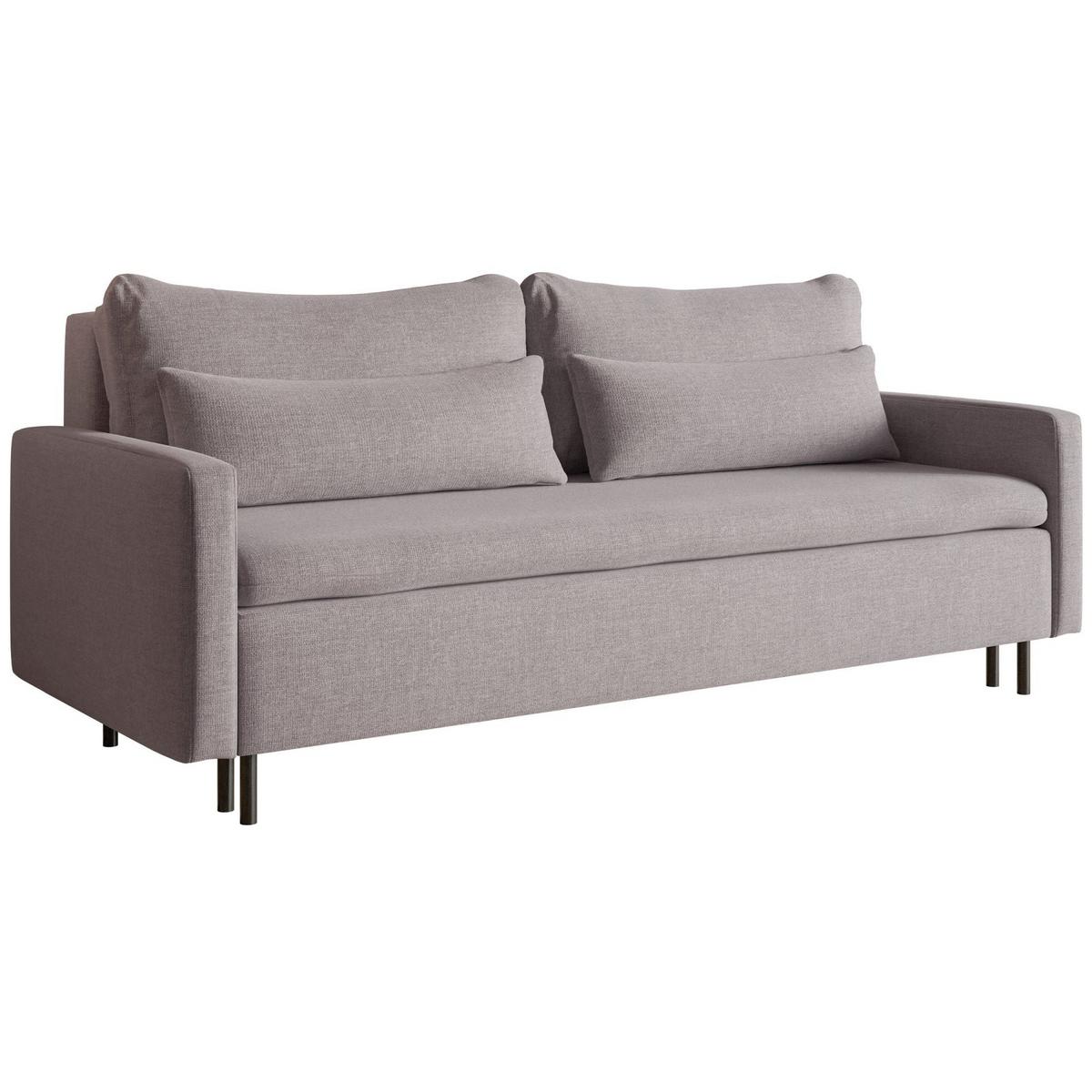 3-SITZER SOFA Umpro Chenille Graubraun - Graubraun/Schwarz, Textil/Metall (220/96/95cm) - Selsey
