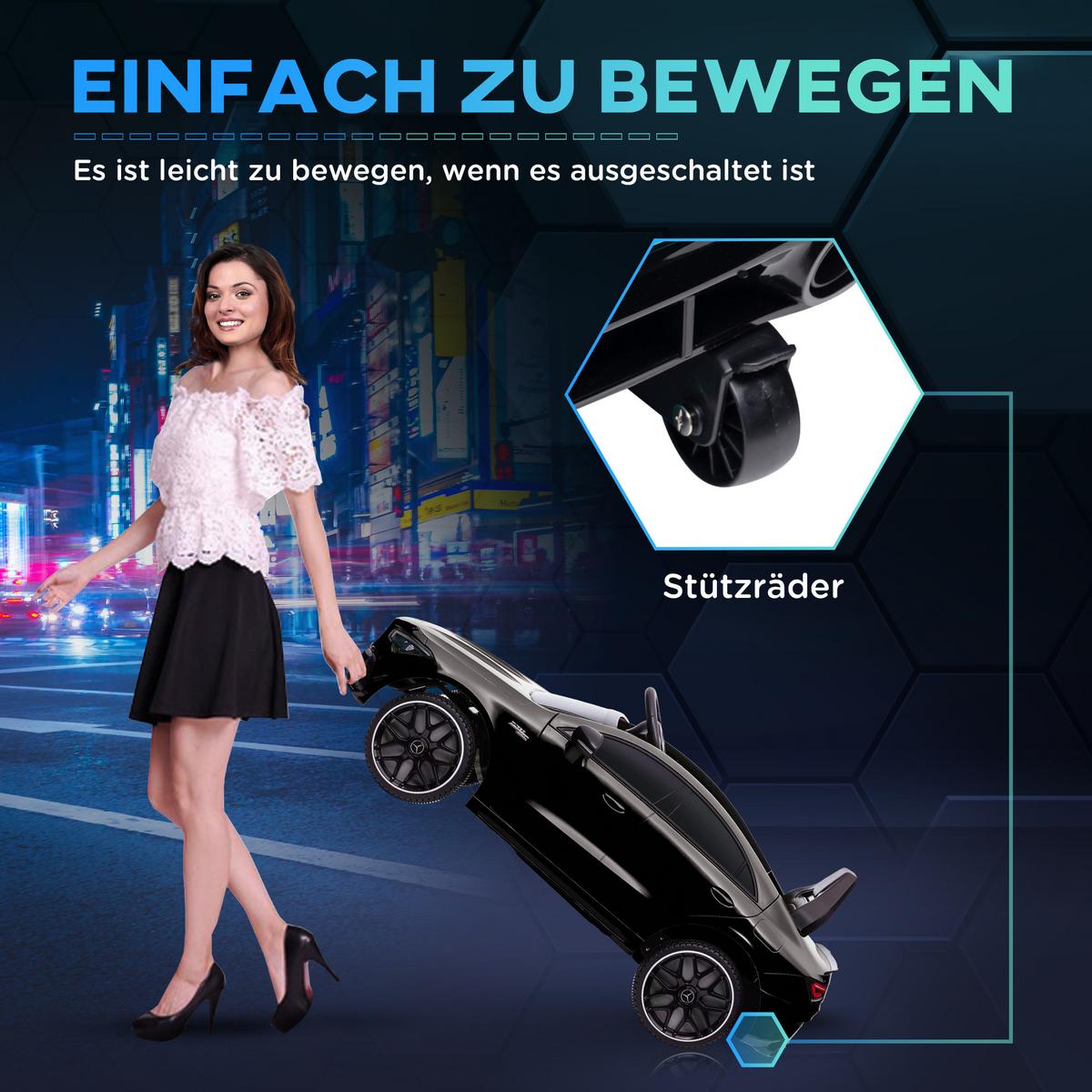 KINDER Elektroauto 12V Kinderauto mit Fernbedienung, Musik, bis 5 km/h Schwarz - Schwarz, Metall (110/61/45cm) - AIYAPLAY