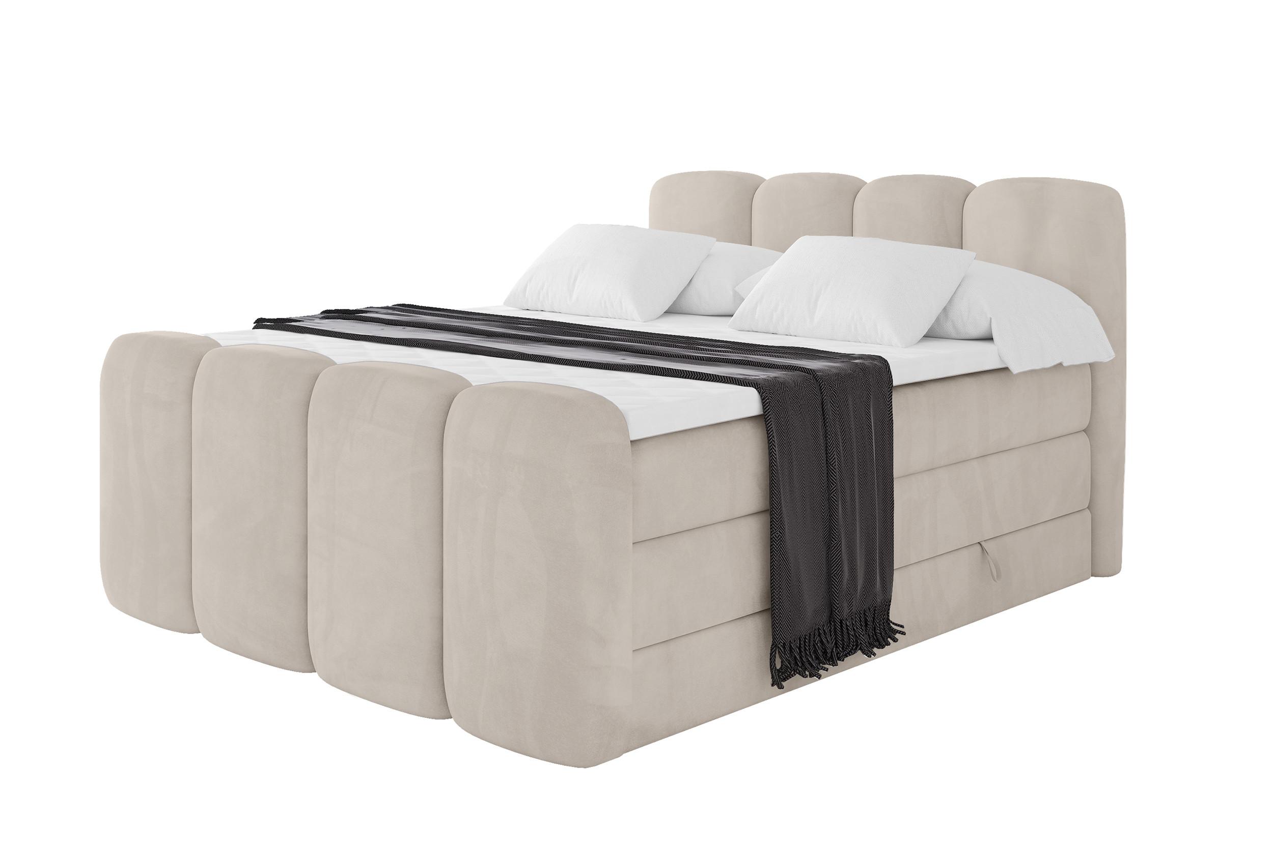 BOXBETT mit Matratze H3|H4 und Lattenrost - NINA-Z KING - 200x200 cm Casablanca - Beige - Champagner, Holzwerkstoff (200/200cm) - ALTDECOR