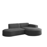 ECKSOFA Palma Xs Ottomane Ascot Bukla - Graphitfarben, Holzwerkstoff/Textil (236/165cm) - Fun Möbel