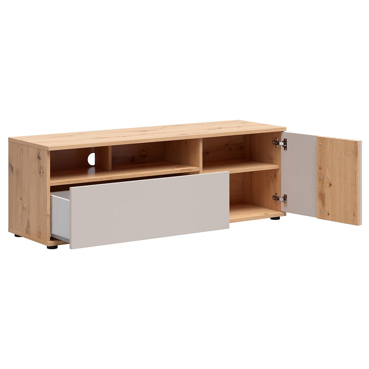 TV-MÖBEL Ezra Kaschmir und Holz - Beige, Holzwerkstoff (135.5/46.5/40cm) - Petits-meubles