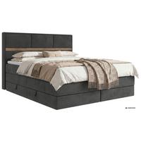BOXSPRINGBETT ORVO KING 140/200 - Dunkelgrau Velvet - Topper Visco - H3 - Dunkelgrau/Schwarz, Kunststoff/Textil (140/200cm) - MKS