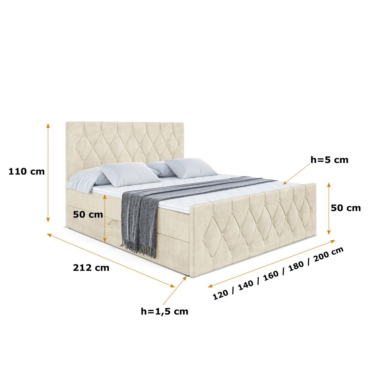 BOXBETT VELANTO-Z - 140 x 200 - H4 - Beige - Beige, Holzwerkstoff (140/200cm) - ALTDECOR