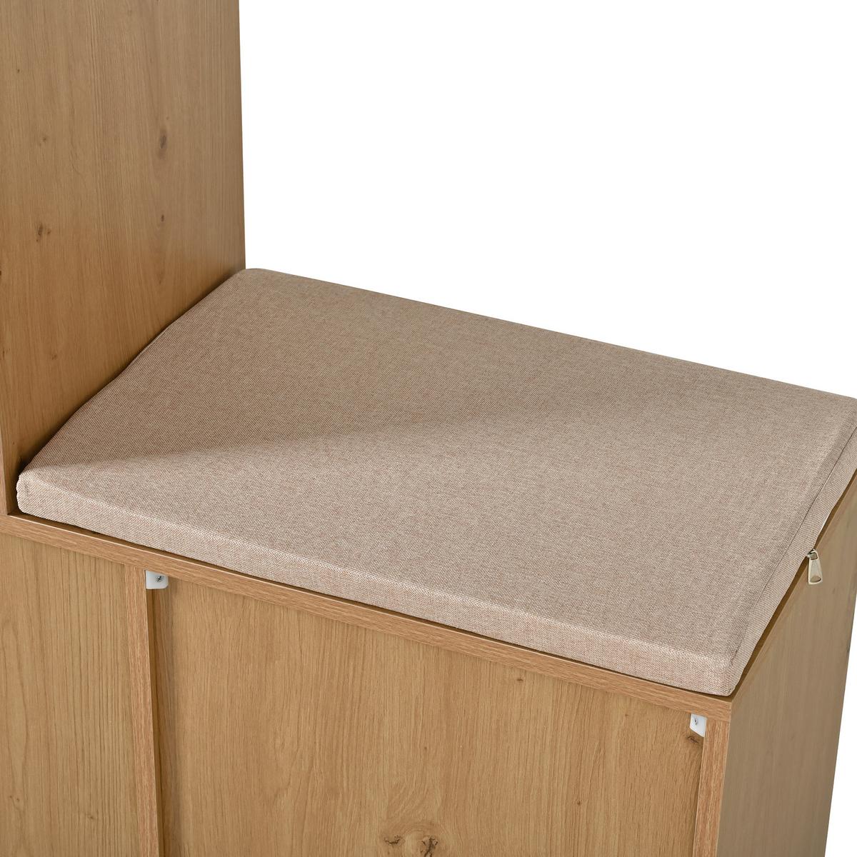 SCHUHSCHRANK rattan sitzbank holzoptik - Naturfarben, Holzwerkstoff (142/110/35cm) - Urban Meuble
