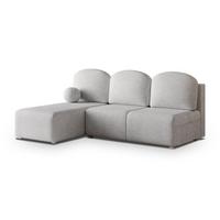 ECKSOFA TRAMA Hellgrau Geflochtener Stoff mit Schlaffunktion - Hellgrau, Holz (200/143cm) - MASSENO