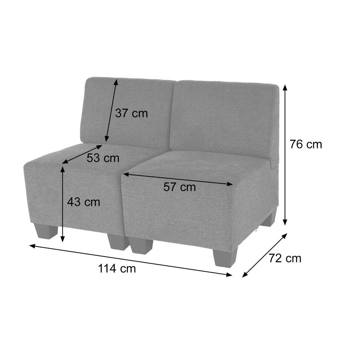 2-SITZER SOFA COUCH MODULAR Grau - Grau, Textil (114/76/72cm) - MCW