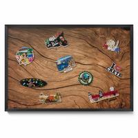 MAGNETTAFEL 60x40 cm Schwarzer Rahmen Aufgebrochene Holzstruktur - Eichefarben, Metall (60/50/0.4cm) - TULUP