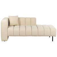 CHAISELONGUE Samtstoff beige linksseitig Lannils - Beige/Schwarz, Textil (156/67/76cm) - Beliani
