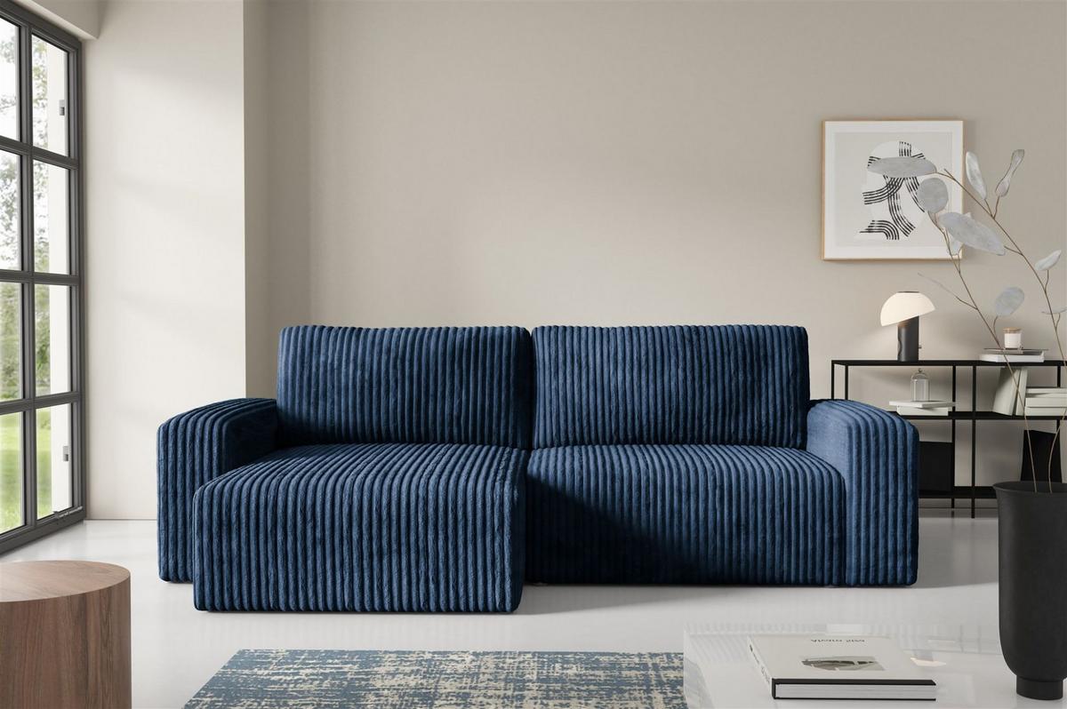 ECKSOFA Natalia - Dunkelblau, Holzwerkstoff/Textil (149/244cm) - Fun Möbel