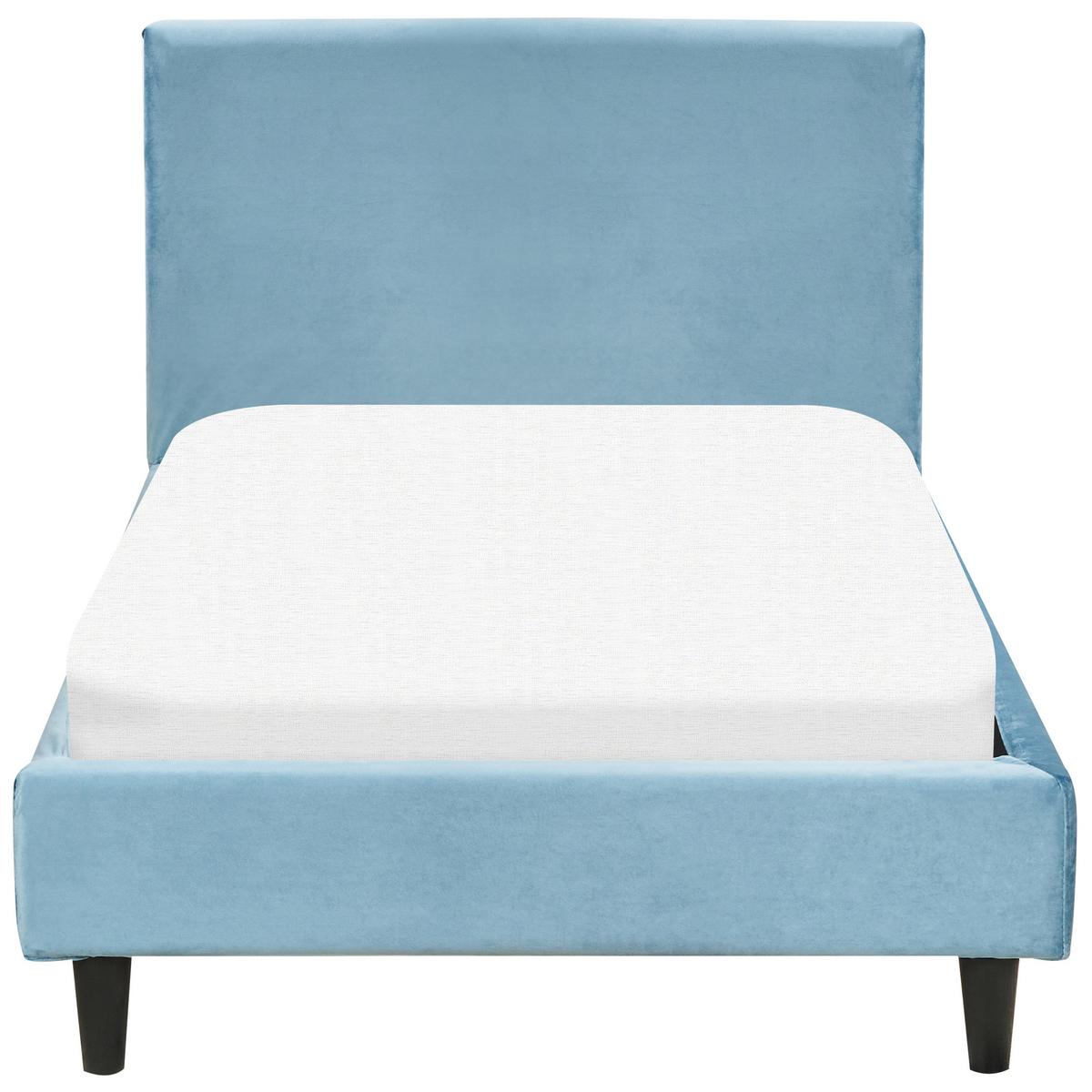 BETTRAHMENBEZUG Samtstoff 90/200 cm Hellblau Fitou - Hellblau, Textil (100/214cm) - Beliani
