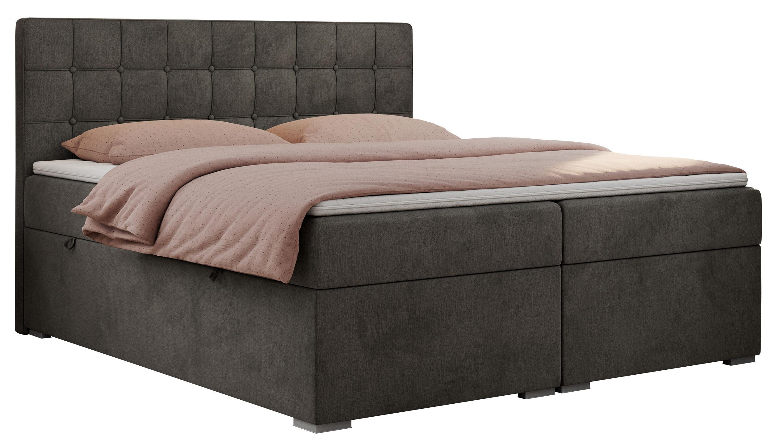 BOXBETT CARMEN 200/200 Dunkelgrau Velvet - H3 - Dunkelgrau, Holz/Textil (200/200cm) - MKS