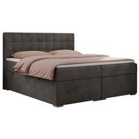 BOXBETT CARMEN 180/200 Dunkelgrau Velvet - H4 - Dunkelgrau, Holz/Textil (180/200cm) - MKS