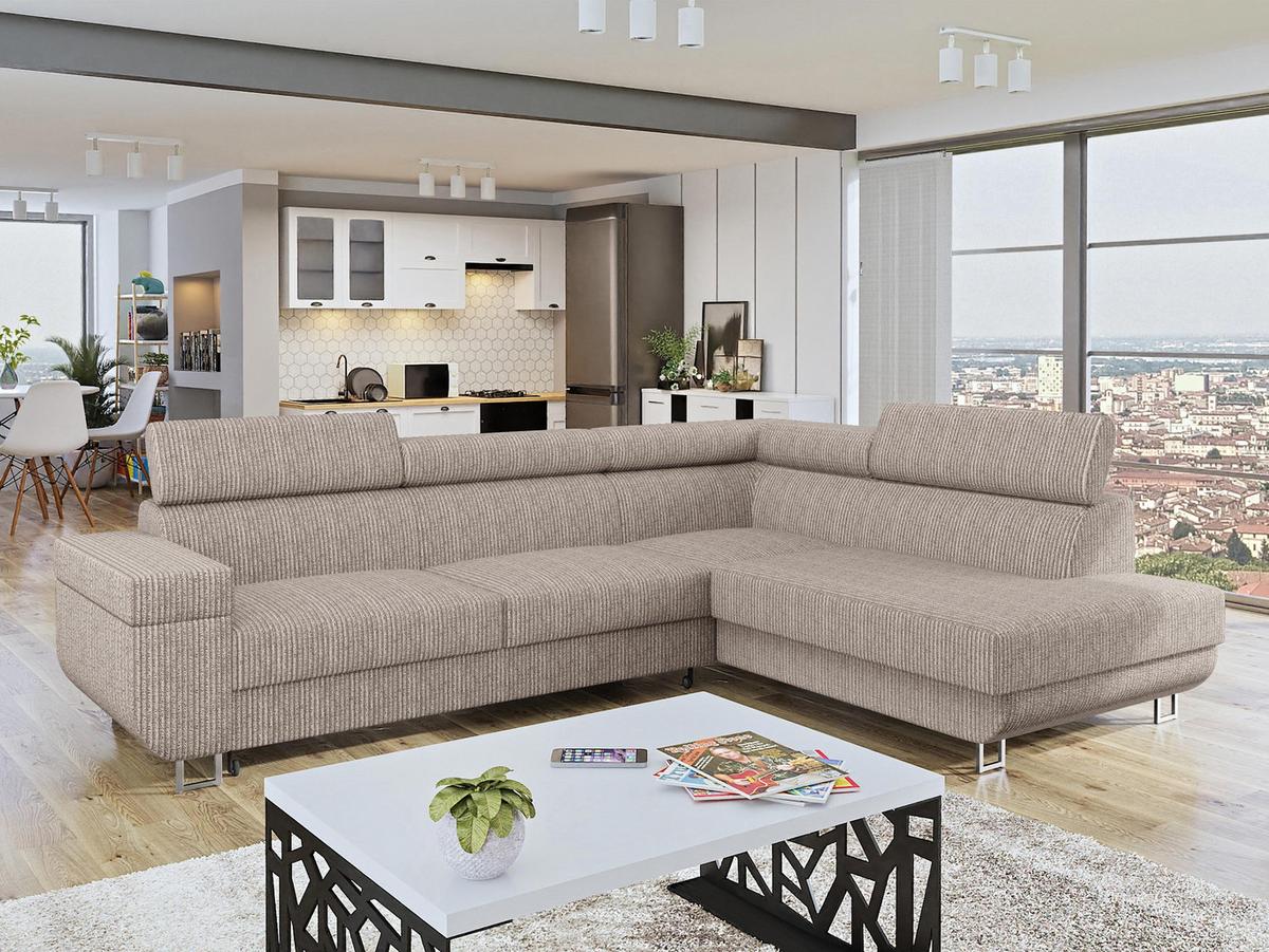 ECKSOFA Fonti Cord, Seite: Rechts - Naturfarben, Holz/Textil (253/188cm) - MIRJAN24
