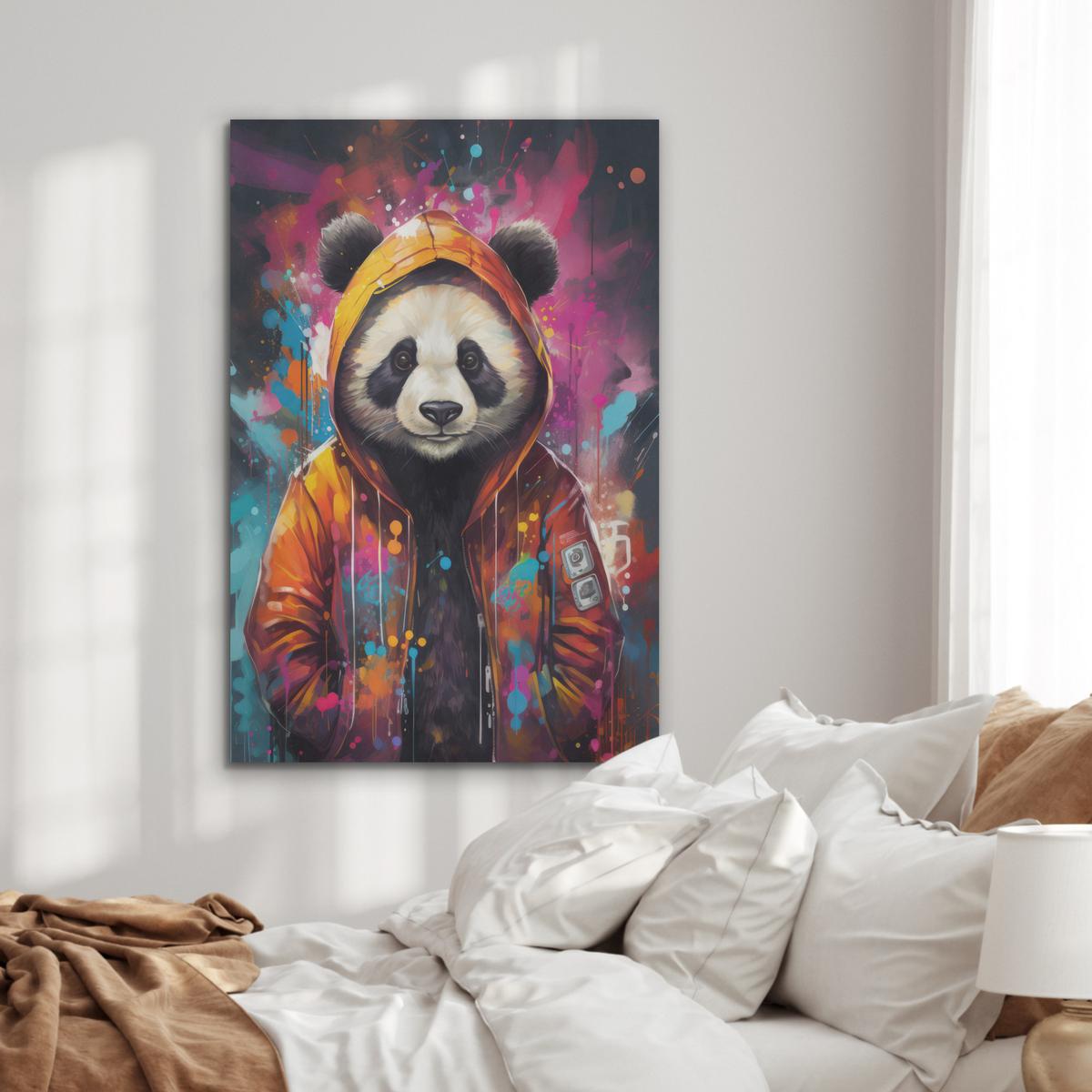 AKUSTIKBILD Panda - Jacke - Graffiti - Orange Wanddeko 70x100 cm - Orange, Kunststoff (70/100/0.9cm) - MuchoWow