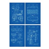 POSTER Set mit 4 Blau Kochfertig Das Hügelset A4 Rahmenlos - Klar, Papier (29.7/3cm) - Nacnic