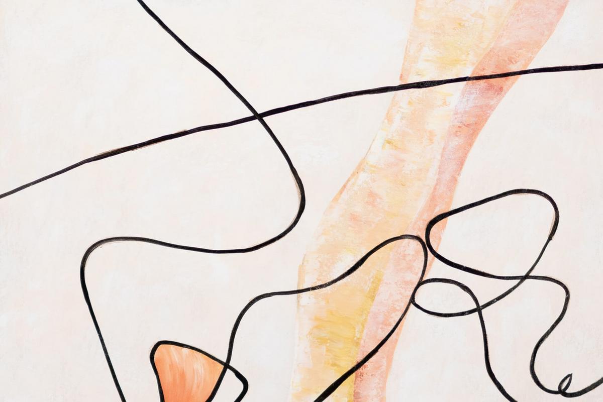 ACRYLBILD HANDGEMALT 60/90 cm - Schwarz/Orange, Holz/Textil (60/90cm) - KUNSTLOFT