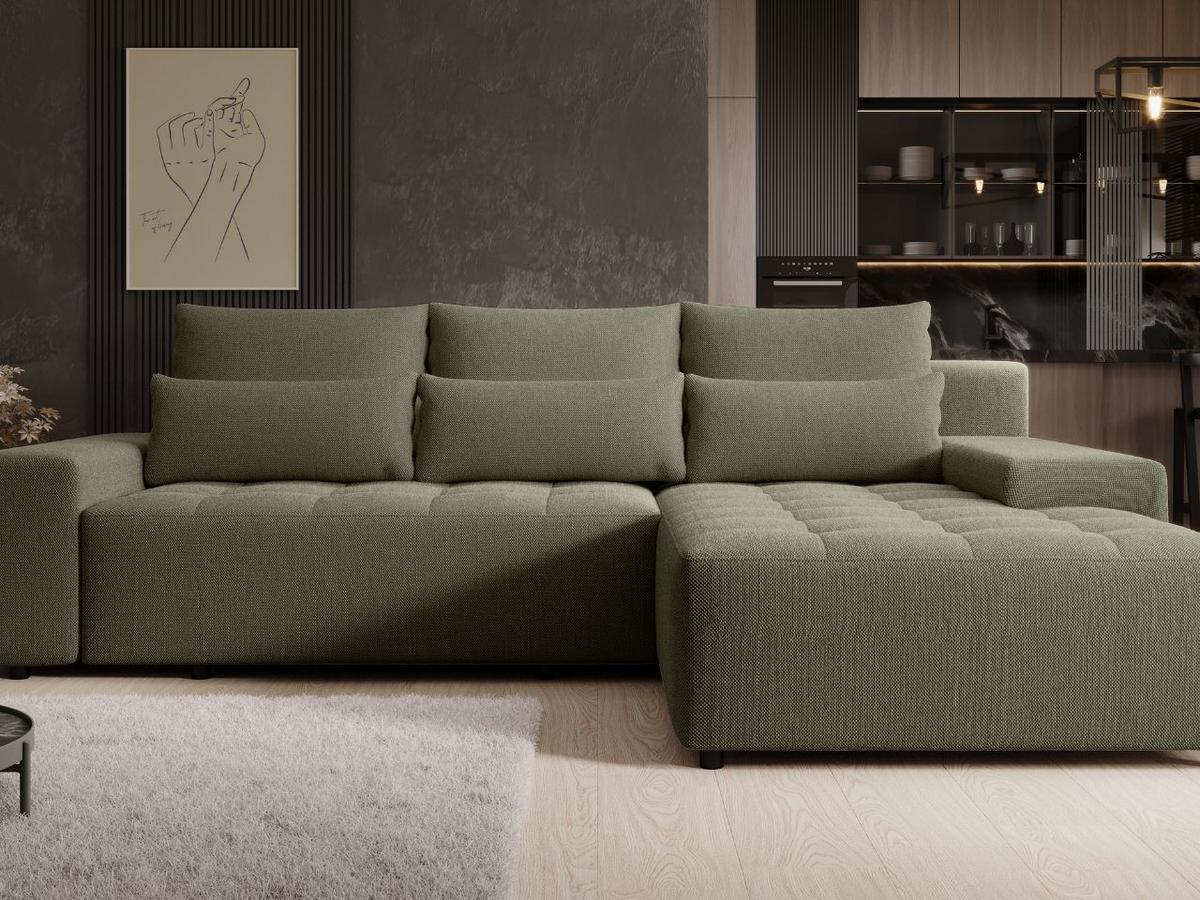 ECKSOFA Vento Dunkelgrün - Dunkelgrün/Schwarz, Holz/Kunststoff (280/184cm) - Graingold